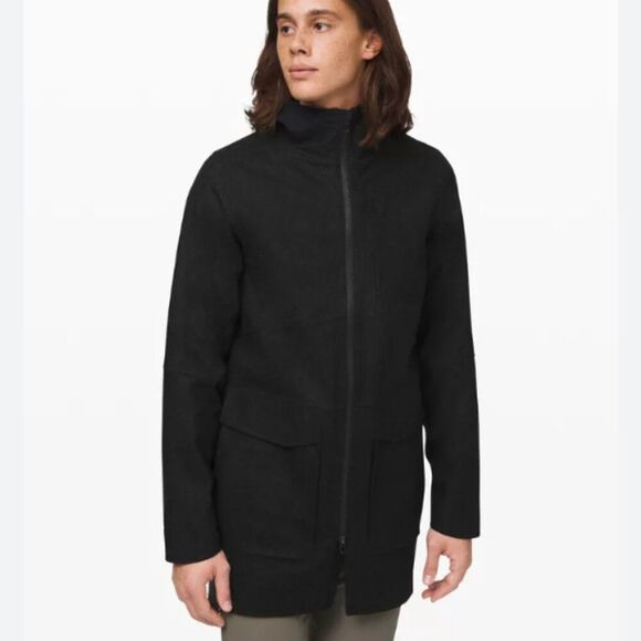 NWT Lululemon Men's Wool Outpour Parka in Heathered Black, Size M - Picture 1 of 15